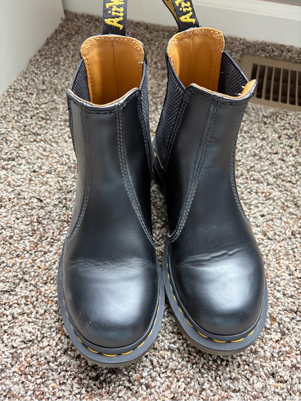 Dr. Martens Women’s Black Chelsea Boots with Yellow Stitching - Picture 2 of 6